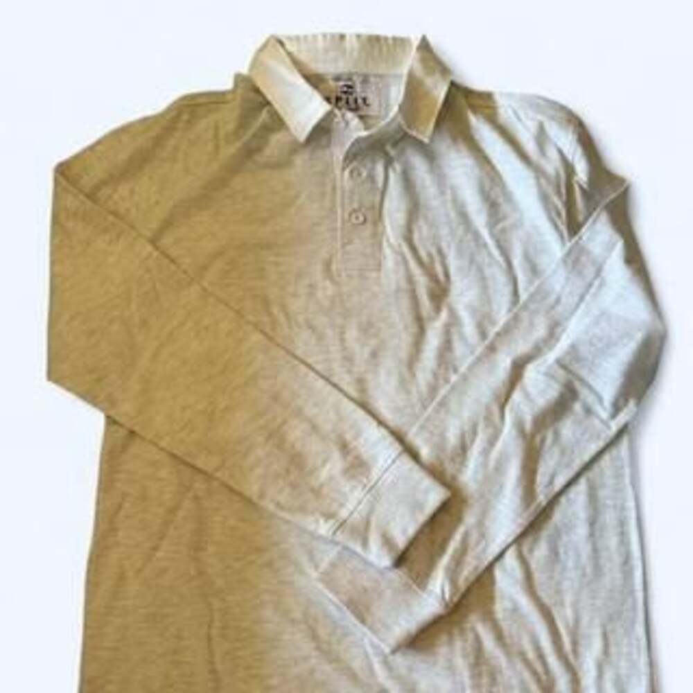 Split Coast Grey Long Sleeve Polo Shirt - Men's Size M, Classic Casual Style